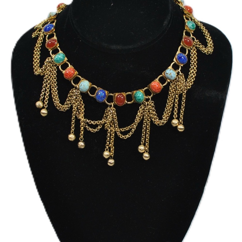Vintage Scarab Bib Necklace